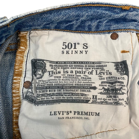 Levi’s 501 High Rise Skinny Jeans In Medium Blue Wash - Picture 13 of 15